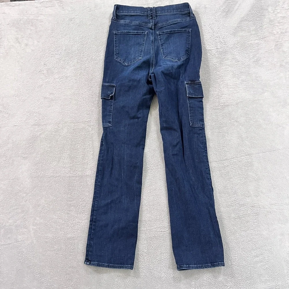 Express‎ Jeans 90s Slim Super High Rise Cargo Women's 6 Long Dark Blue Y2K
